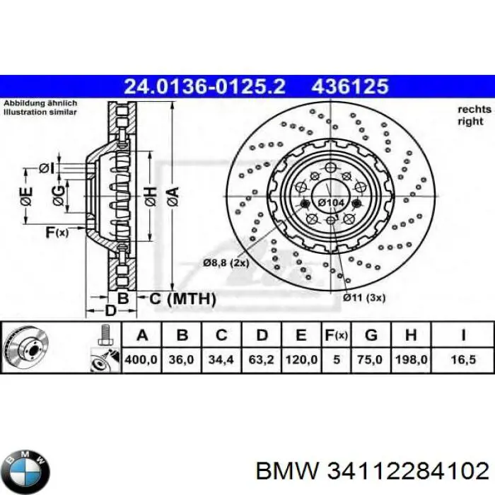 34112284102 BMW Discos