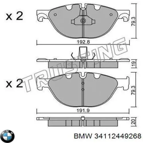 Comprar 34112449268 BMW Pastillas delanteras de freno