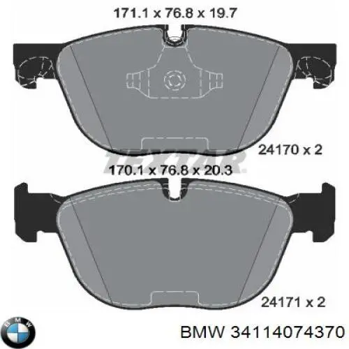 Pastillas freno delanteras BMW 34114074370 precio, desde 42,30 EUR