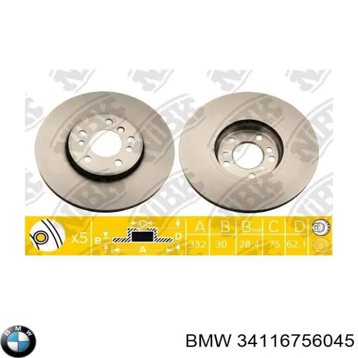 34116756045 BMW freno de disco delantero