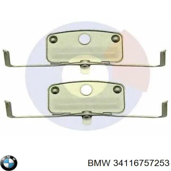 Juego de resortes de sujeción de pastillas de freno delanteras 34116757253 BMW