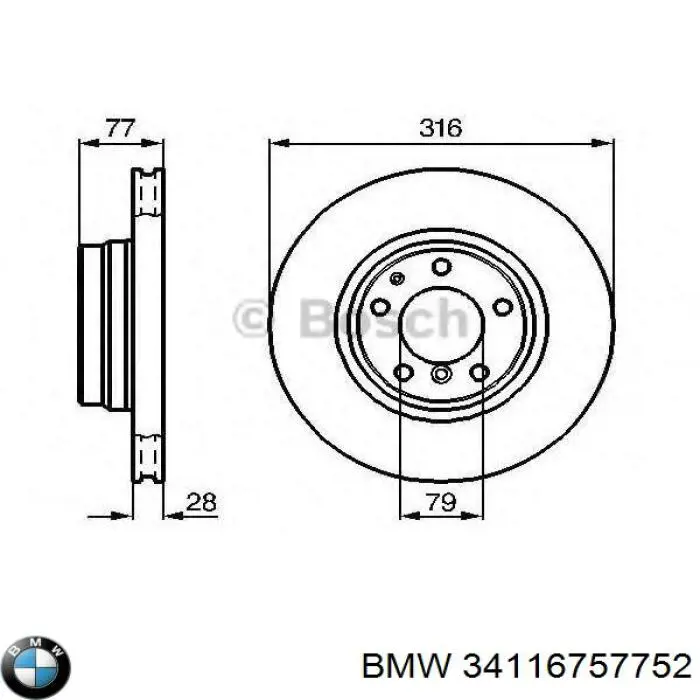 34116757752 BMW freno de disco delantero