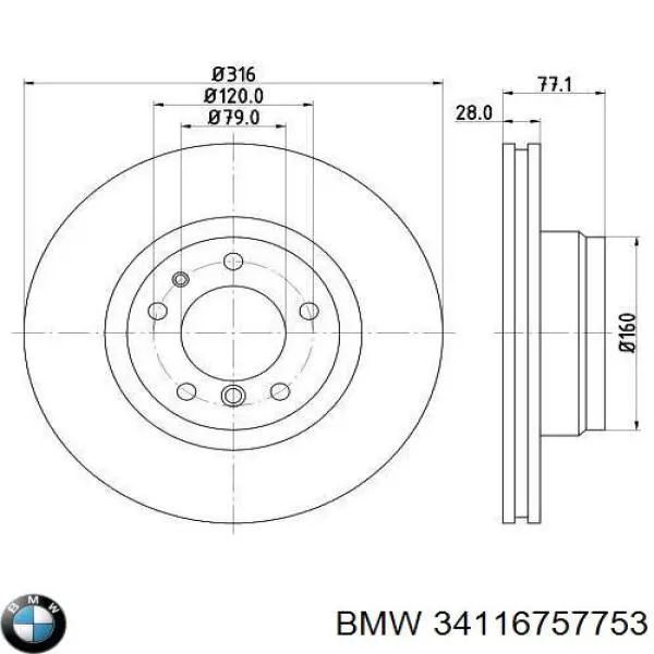 Comprar 34116757753 BMW Freno de disco delantero