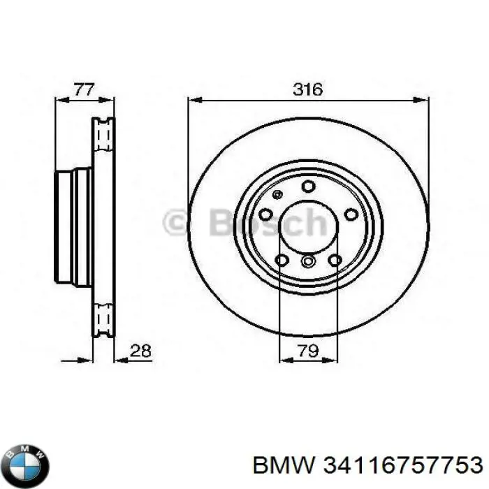 34116757753 BMW disco de freno delantero