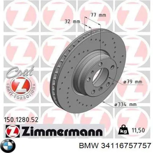 Comprar 34116757757 BMW Freno de disco delantero
