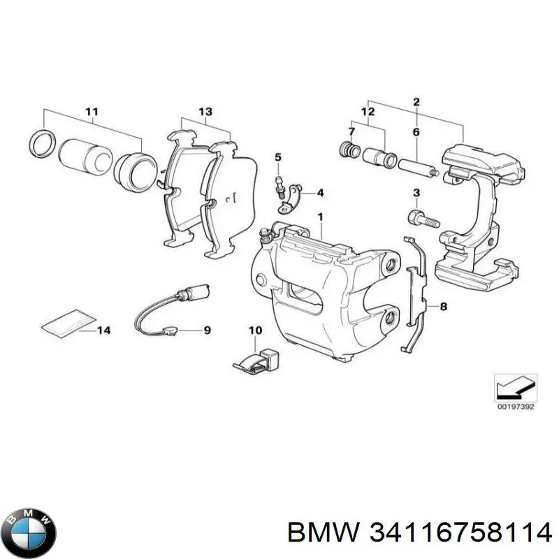 34116758114 BMW pinza de freno delantera derecha