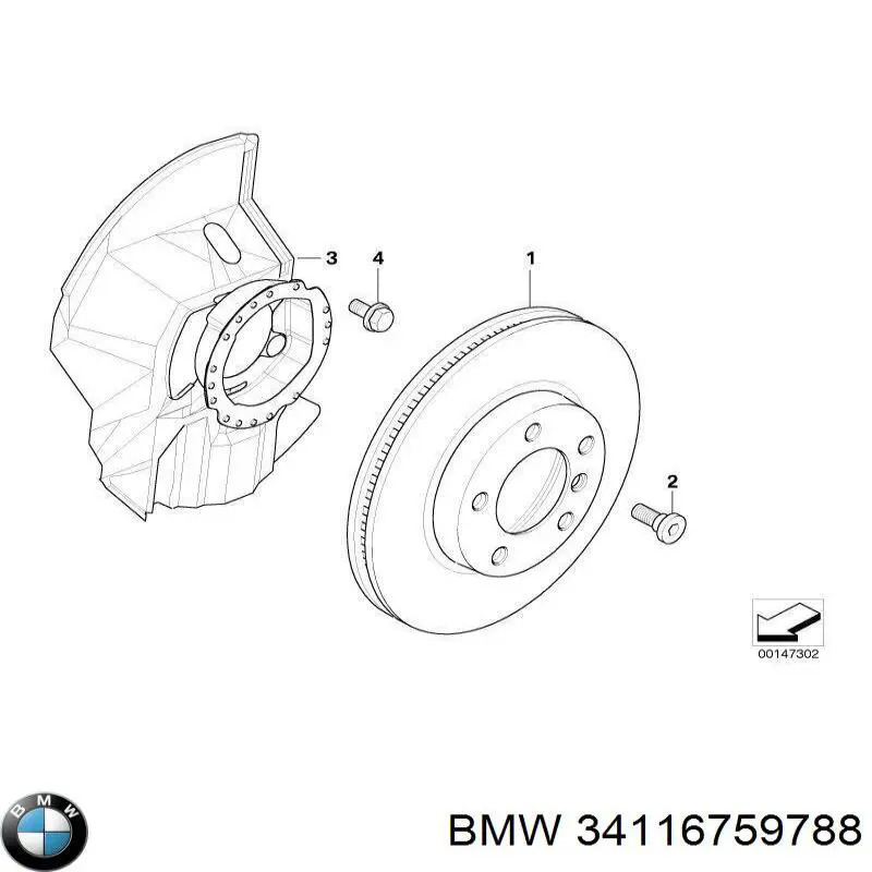 34116759788 BMW chapa protectora contra salpicaduras, disco de freno delantero derecho