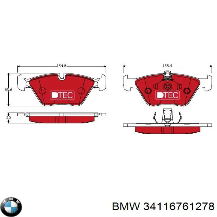 Comprar 34116761278 BMW Pastillas delanteras de freno