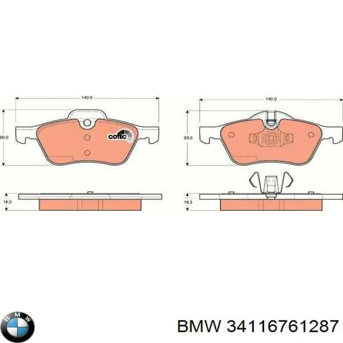 34116761287 BMW pastillas de freno delanteras