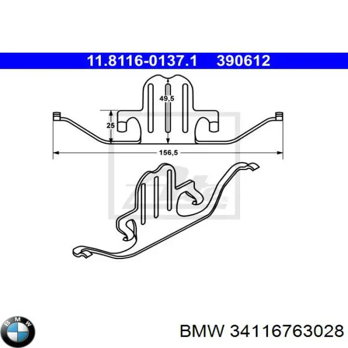 34116763028 BMW conjunto de muelles almohadilla discos delanteros