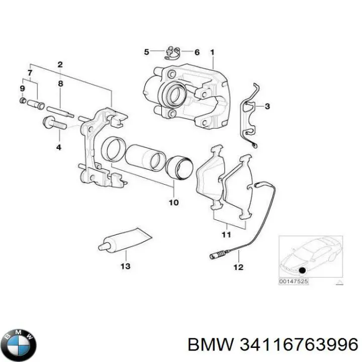 34116763996 BMW soporte, pinza de freno delantera