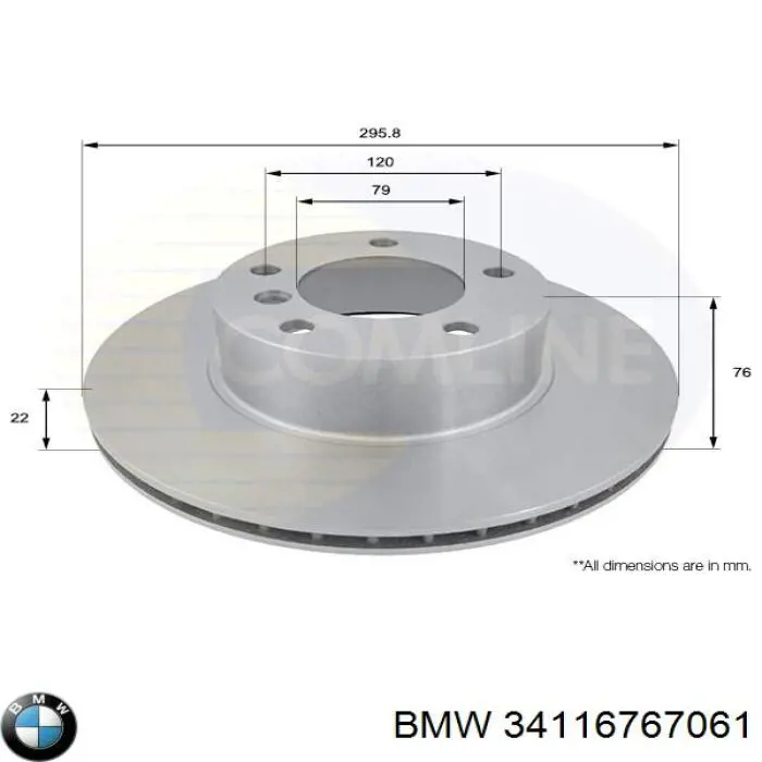 Disco de freno 34116767061 BMW