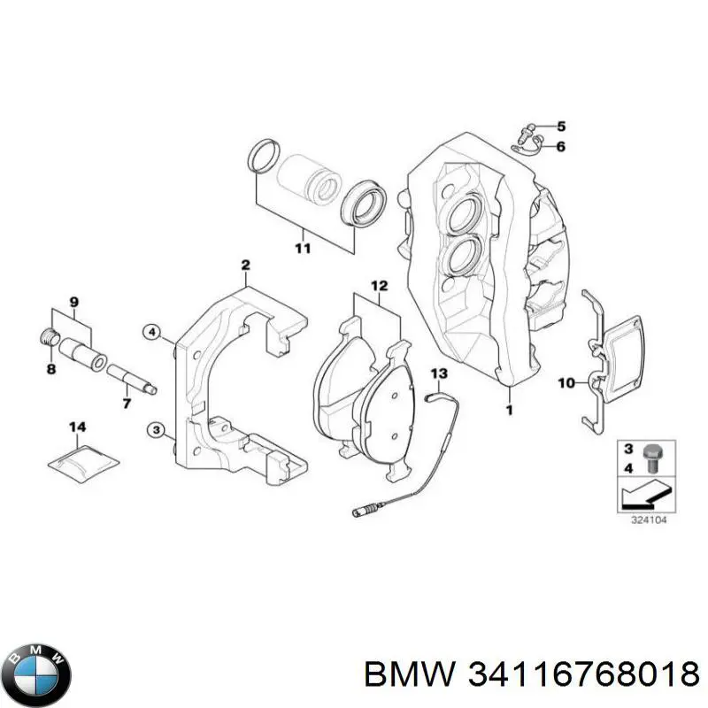 34116768018 BMW tornillo/valvula purga de aire, pinza de freno delantero