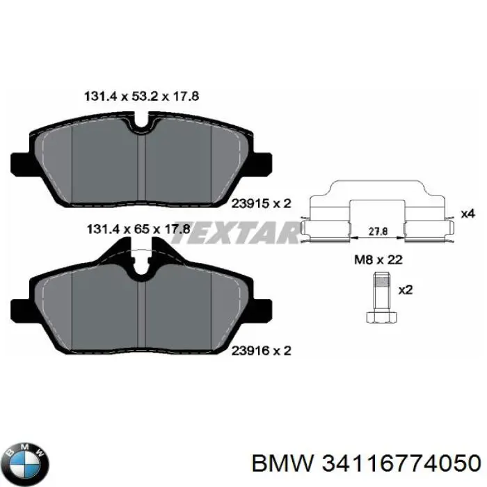 Pastillas freno delanteras BMW 34116774050 precio, desde 30,48 EUR