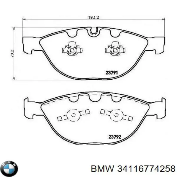 Pastillas de freno delanteras BMW 34116774258