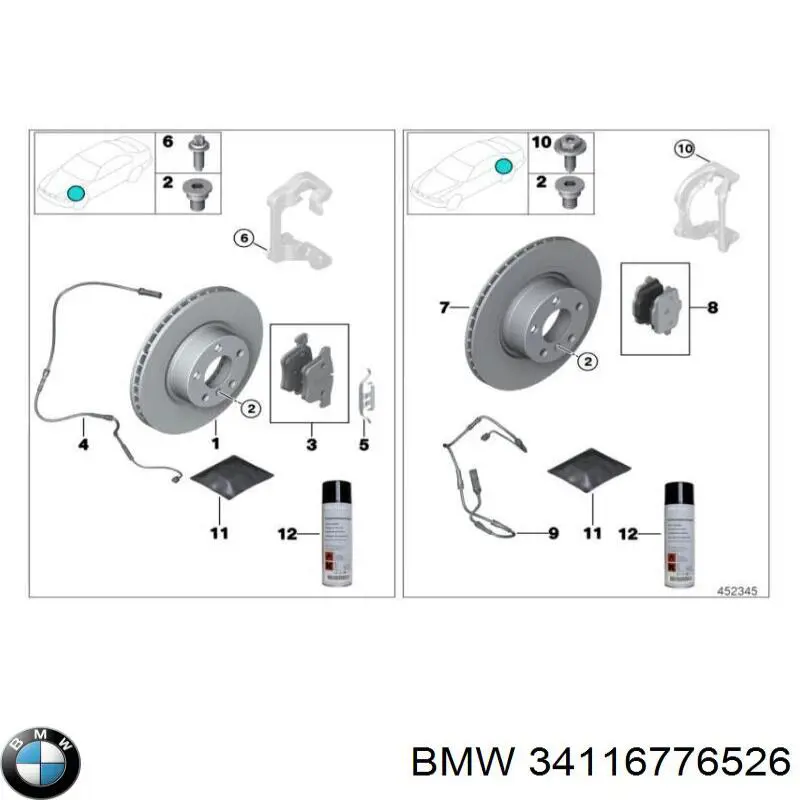 Comprar 34116776526 BMW Juego de resortes de sujeción de pastillas de freno delanteras