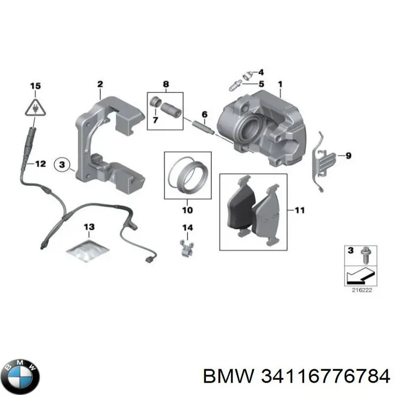 Pinza de freno delantera derecha BMW 34116776784 precio, desde 74,08 EUR