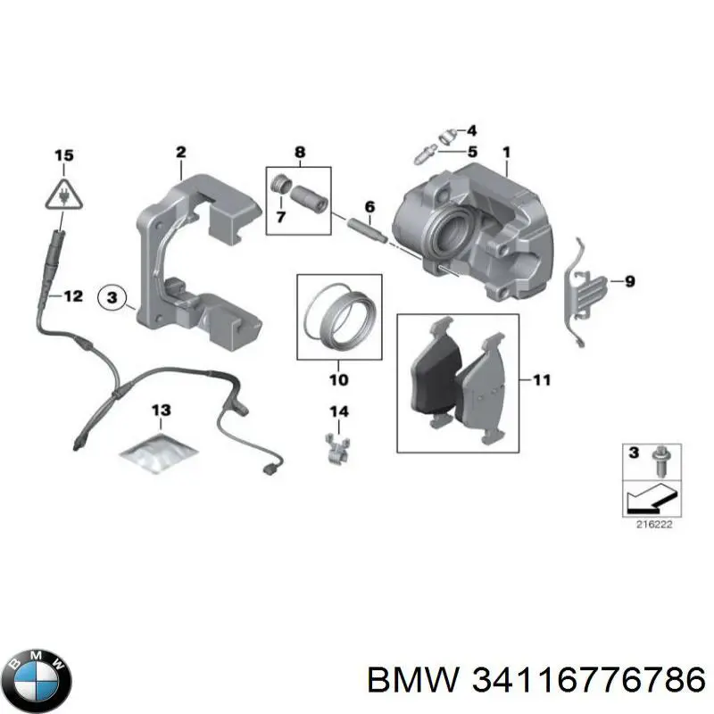 Pinza de freno, Eje delantero derecha para BMW 7 (E32)