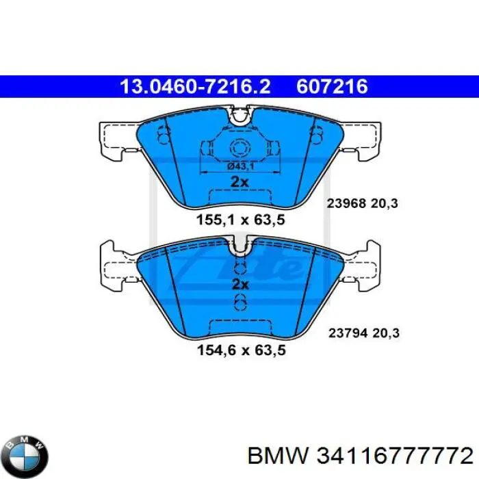Pastillas freno delanteras BMW 34116777772 precio, desde 38,36 EUR