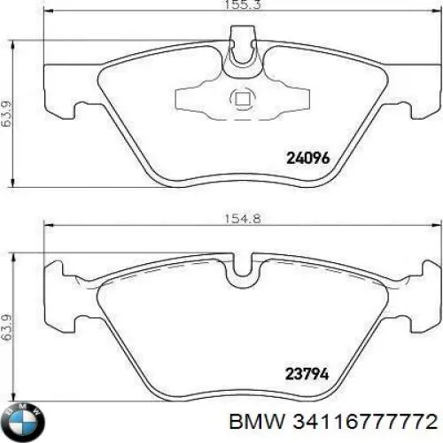 Comprar 34116777772 BMW Pastillas delanteras de freno