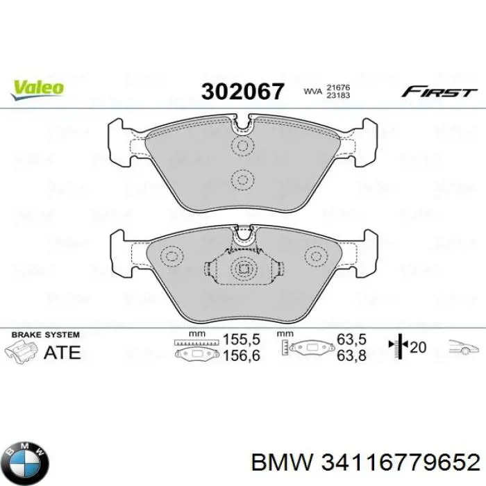 Comprar 34116779652 BMW Pastillas delanteras de freno