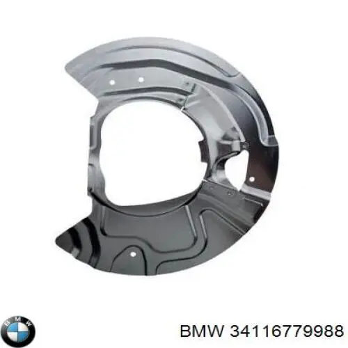 34116779988 BMW chapa protectora contra salpicaduras, disco de freno delantero derecho