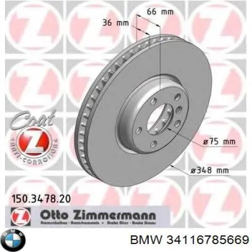 Comprar 34116785669 BMW Freno de disco delantero