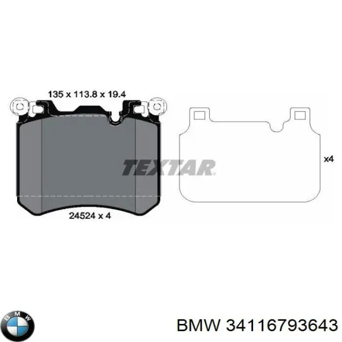 34116793643 BMW pastillas de freno delanteras