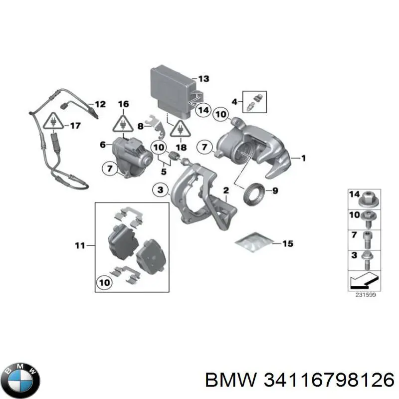 Juego de resortes de sujeción de pastillas de freno delanteras BMW 34116798126