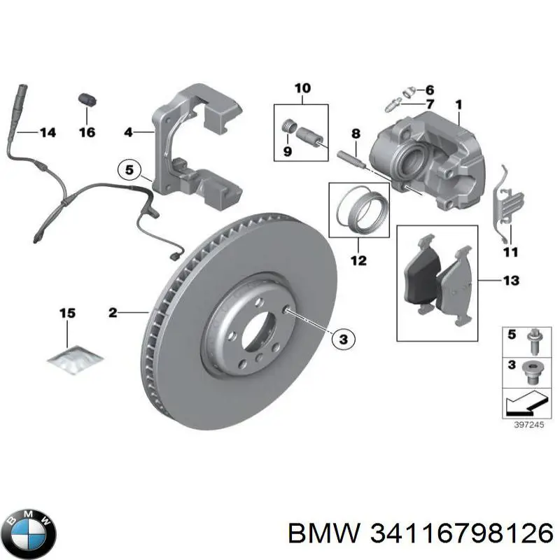 Comprar 34116798126 BMW Juego de resortes de sujeción de pastillas de freno delanteras