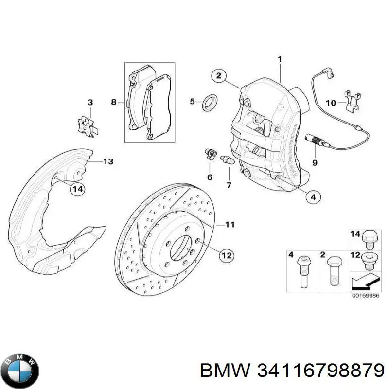34116798879 BMW Juego de resortes de sujeción de pastillas de freno delanteras
