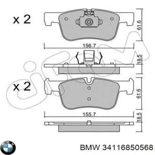 Comprar 34116850568 BMW Pastillas delanteras de freno