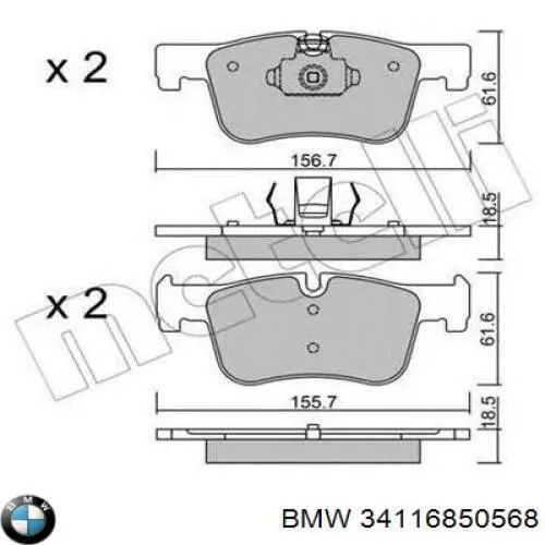 Pastillas de freno 34116850568 BMW