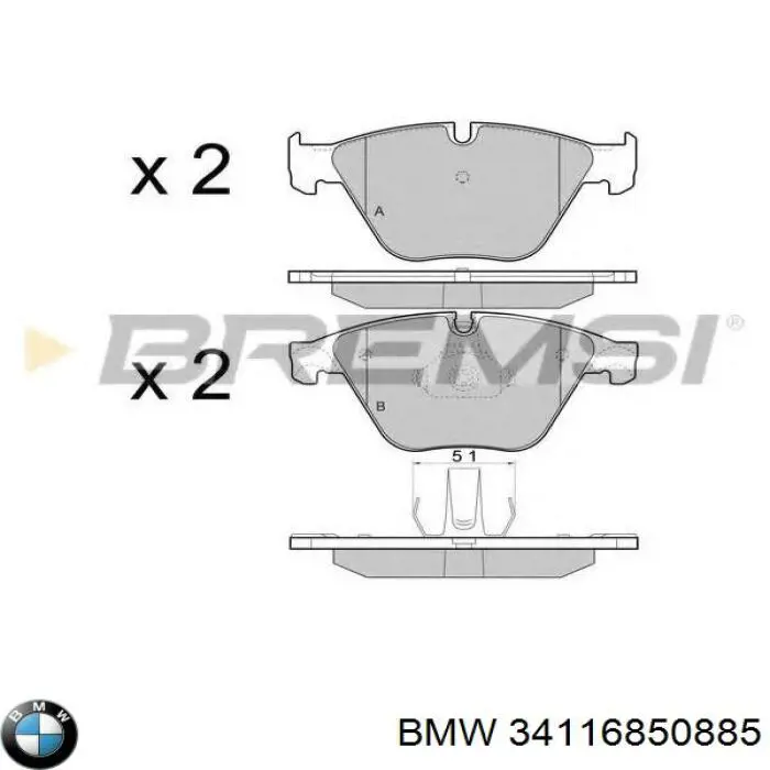 Pastillas de freno delanteras BMW 34116850885