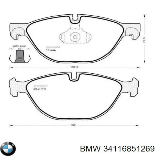 Pastillas de freno delanteras BMW 34116851269