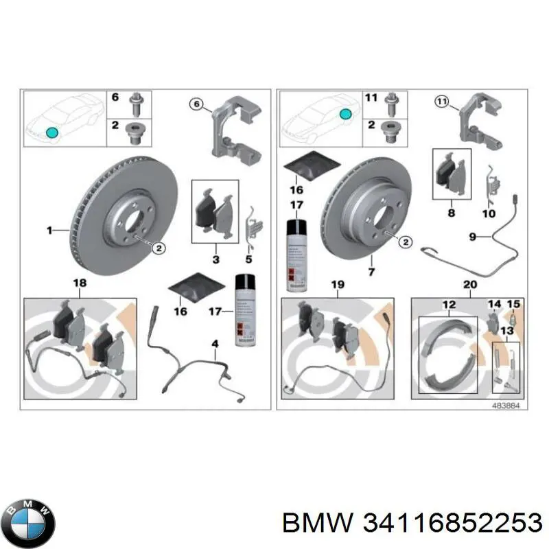 Pastillas de freno 34116852253 BMW