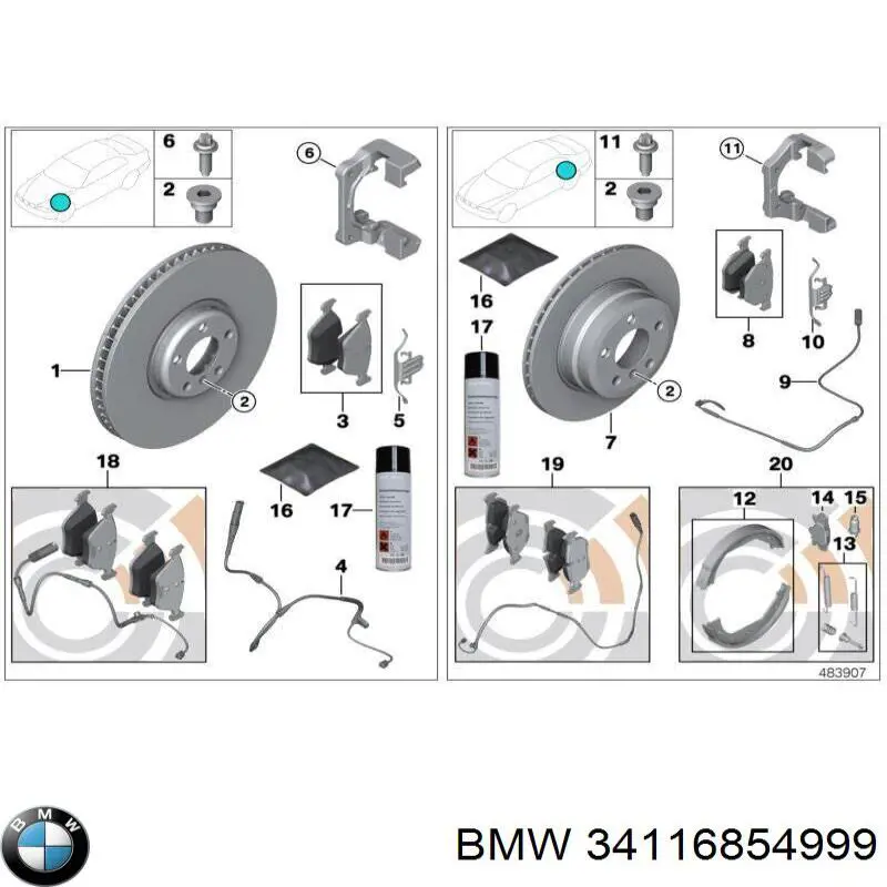 Freno de disco delantero BMW 34116854999