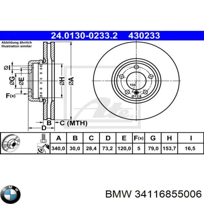 34116855006 BMW Discos
