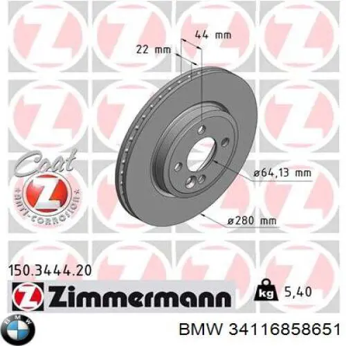 Comprar 34116858651 BMW Freno de disco delantero