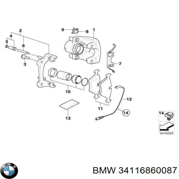 Juego de resortes de sujeción de pastillas de freno delanteras 34116860087 BMW