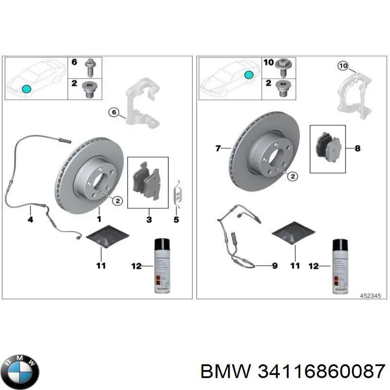 Juego de resortes de sujeción de pastillas de freno delanteras BMW 34116860087 precio, desde 25,01 EUR