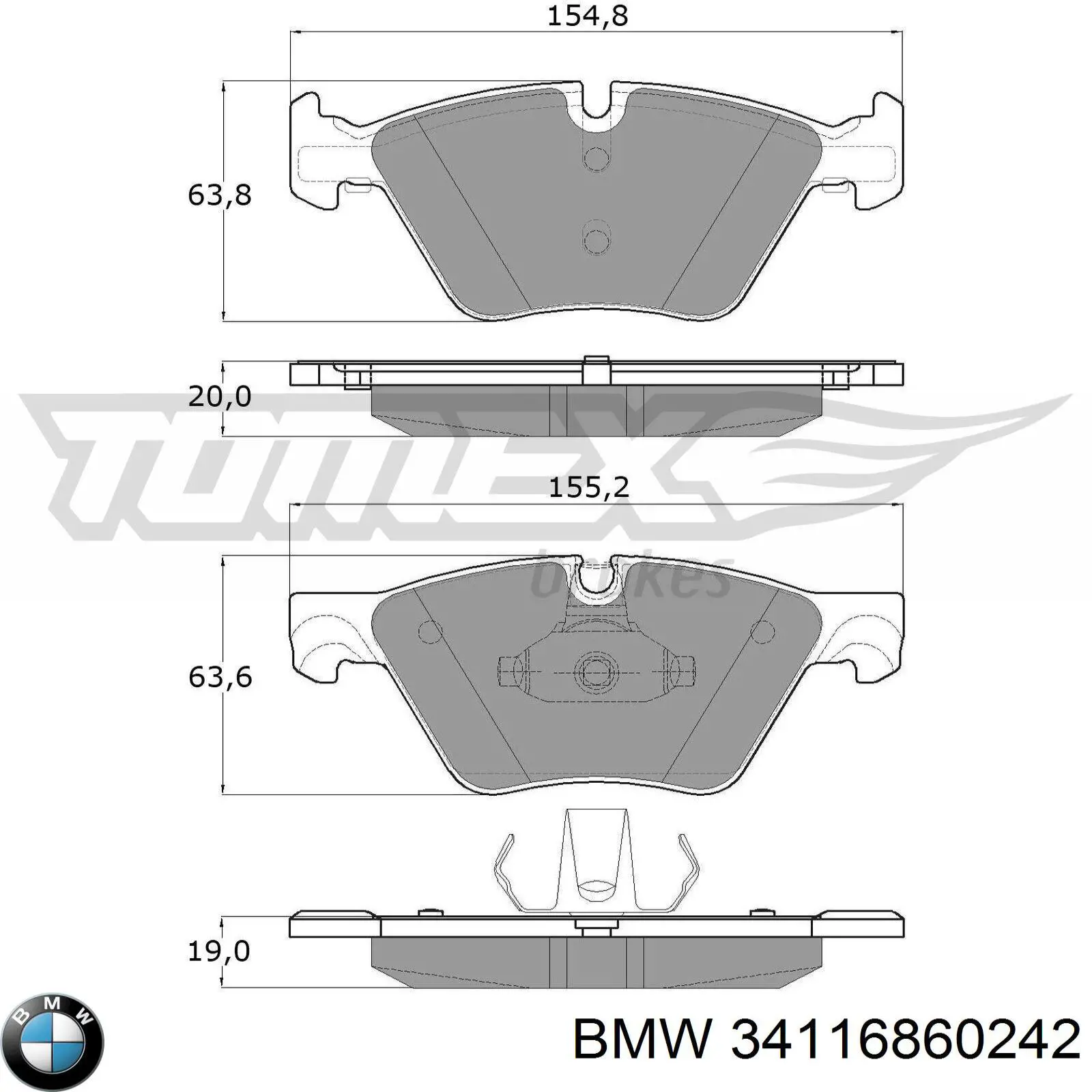 Pastillas de freno delanteras BMW 34116860242