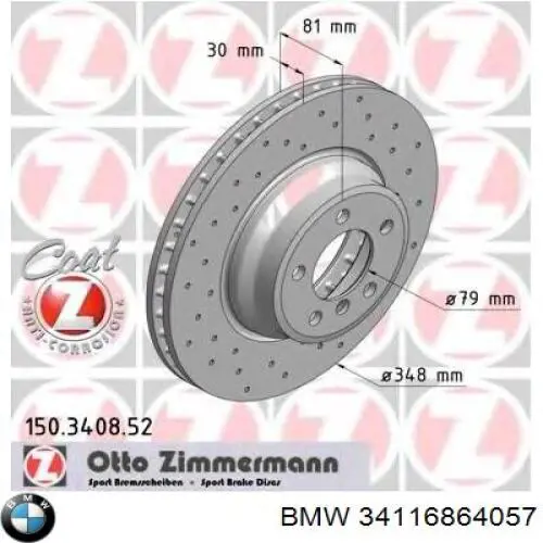 Disco de freno 34116864057 BMW