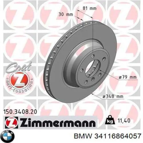 Comprar 34116864057 BMW Freno de disco delantero