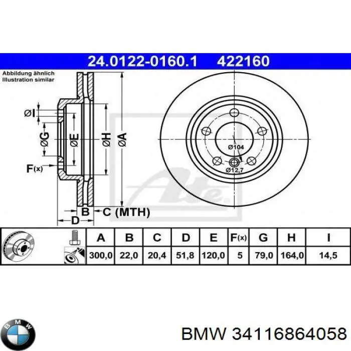34116864058 BMW disco de freno delantero