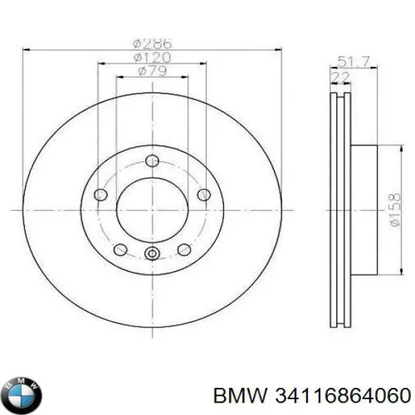 Comprar 34116864060 BMW Freno de disco delantero