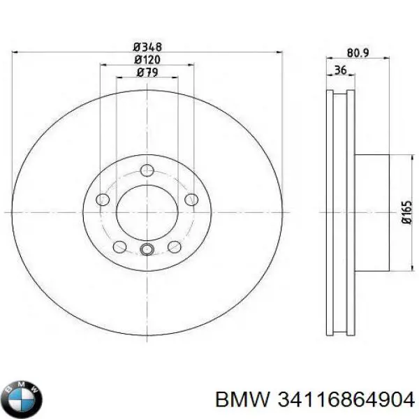 34116864904 BMW freno de disco delantero