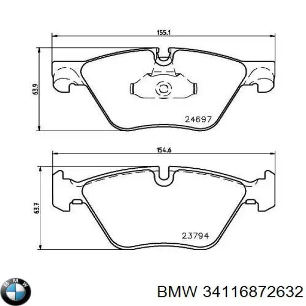 34116872632 BMW Pastillas delanteras