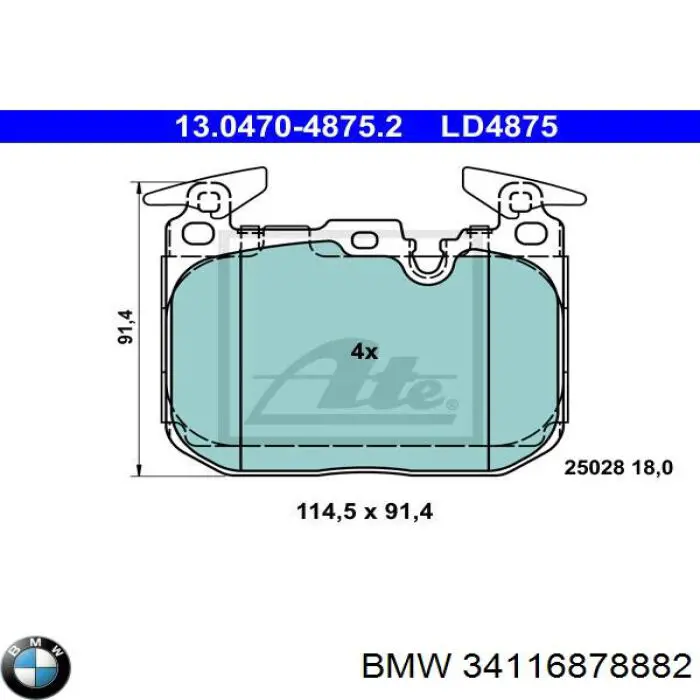 Comprar 34116878882 BMW Pastillas delanteras de freno