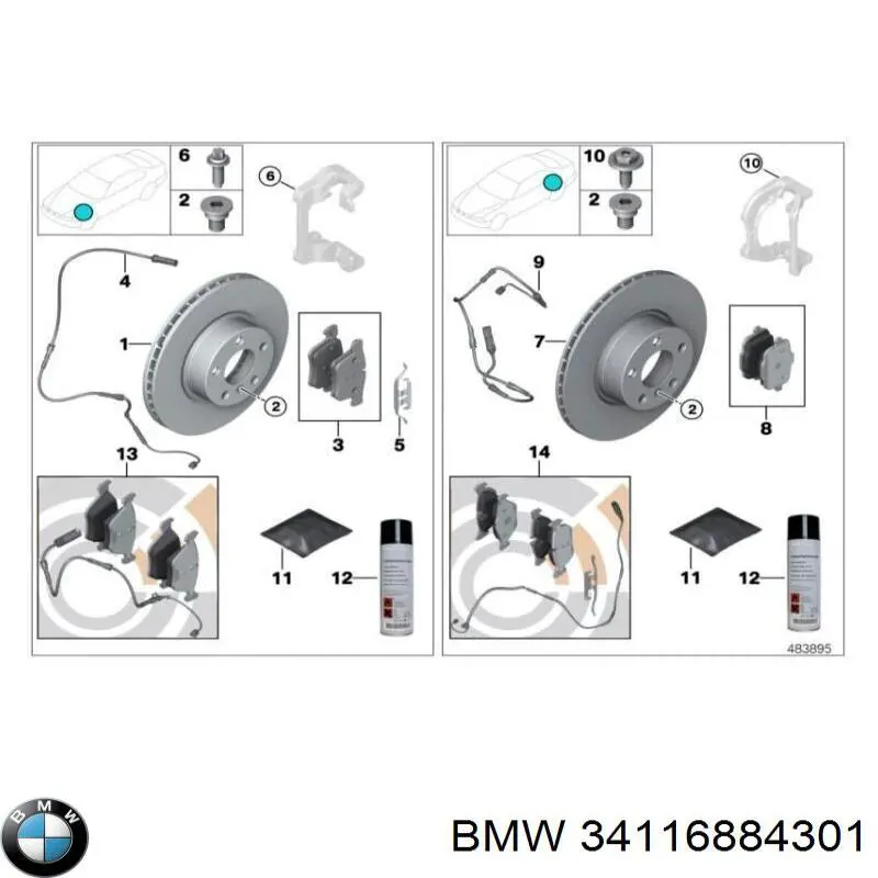 34116884301 BMW disco de freno delantero